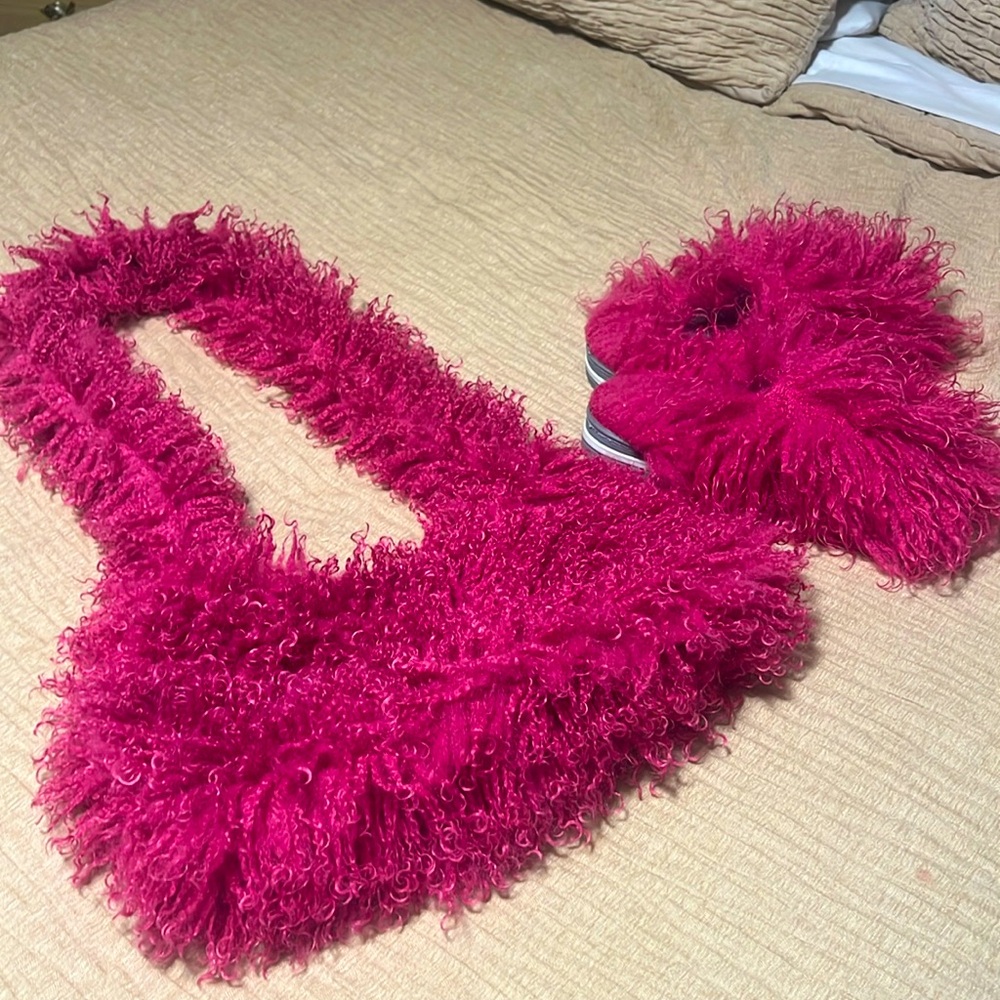 Plush Rose Colored Bag and Slippers🩷